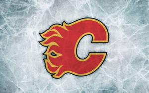 Calgary Flames Logo Ice Art Wallpaper