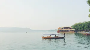 Calm Hangzhou Lake Area Wallpaper