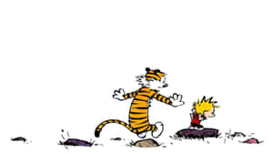 Calvin And Hobbes 4k White Wallpaper