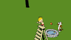 Calvin And Hobbes 4k Yellow Green Wallpaper