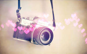 Camera With Girly Pink Hearts Wallpaper