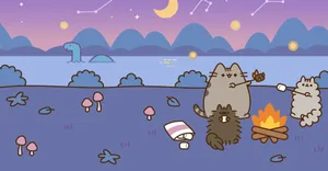 Camper Pusheen Kawaii With A Monster Wallpaper