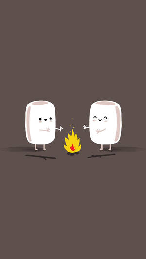 Camping Marshmallows Minimalist Iphone Wallpaper