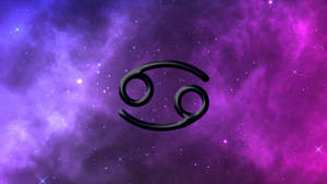 Cancer Zodiac Symbol On Purple Galaxy Background Wallpaper