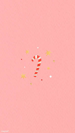 Candy Cane In Pink Background Wallpaper