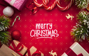 Candy Cane Merry Christmas Greeting Wallpaper