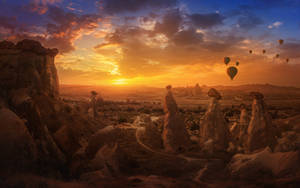 Cappadocia Fairy Chimneys Sunset Wallpaper