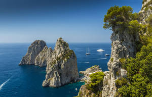 Capri Italy Natural Rock Formation Wallpaper