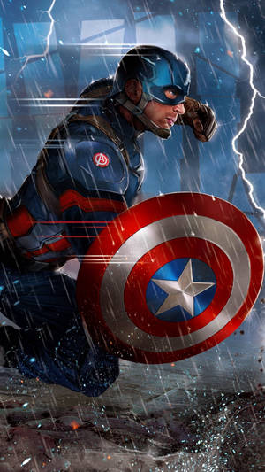 Captain America Rain Lightning Wallpaper