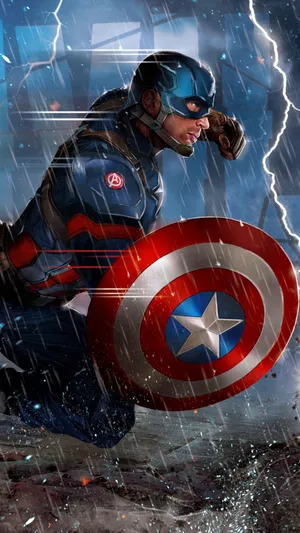 Captain America Rain Lightning Wallpaper