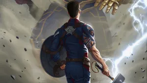 Captain America Worthy Facing Thanos Wallpaper