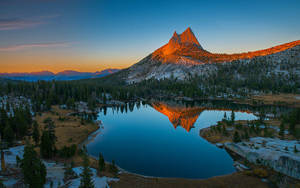 Caption: A Majestic Golden Sunset Over Rocky Mountain National Park Wallpaper