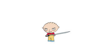 Caption: Adventurous Stewie Griffin With A Sword In Action Wallpaper