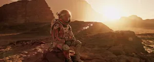 Caption: Astronaut Mark Watney Exploring Mars In The Martian Movie Wallpaper