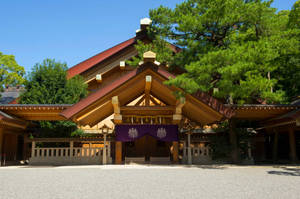 Caption: Atsuta Shrine, A Vibrant Display Of Culture In Nagoya Wallpaper