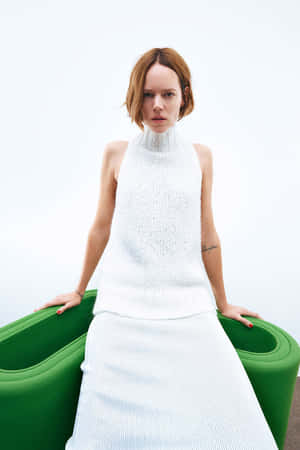 Caption: Breathtaking Portrait Shot Of Model Freja Beha Erichsen Wallpaper