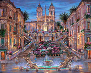 Caption: Breathtaking View Of The Spanish Steps In Rome Wallpaper