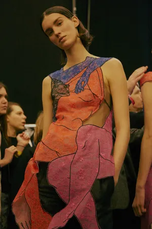 Caption: Christopher Kane's Human Body Dress - An Artistic Masterpiece Wallpaper