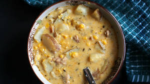 Caption: Delicious Chorizo Corn Chowder Wallpaper