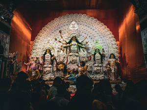 Caption: Divine Image Of Hindu Goddess Durga Wallpaper