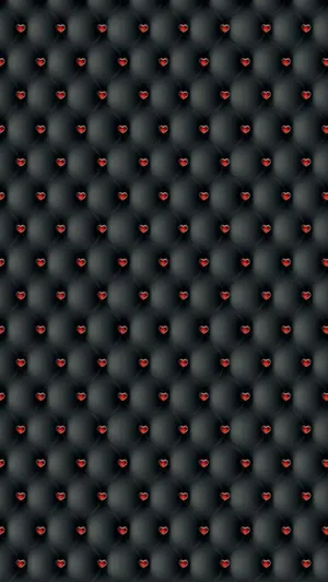 Caption: Elegant Heart-pattern On Black Leather For Iphone Background Wallpaper