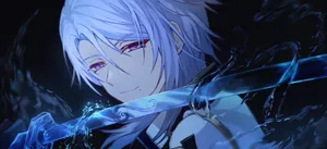 Caption: Enchanting Kamisato Ayato Mystic Water Scene Wallpaper