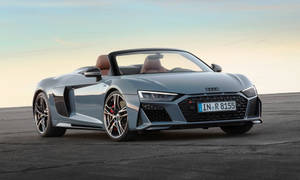 Caption: Exquisite Kemora Grey Audi R8 Spyder Unleashed Wallpaper