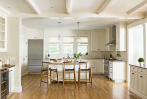 Caption: Exquisite White Kitchen Interior Wallpaper