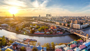 Caption: Majestic View Of Moskva River In Russia Wallpaper