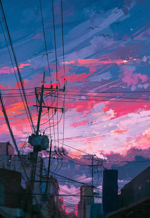 Caption: Sophisticated Pink Sunset Aesthetics On Iphone Wallpaper