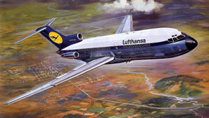 Caption: Spectacular View Of A Lufthansa Plane Amidst Autumn Foliage Wallpaper