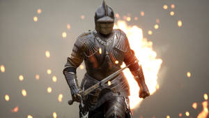 Caption: Striking Mordhau Knight Ready For Battle Wallpaper