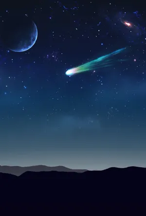 Caption: Stunning Comet Streaking Across The Night Sky Wallpaper
