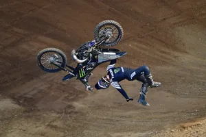 Caption: Thrill Of Backflip At X Games Motocross Event Wallpaper