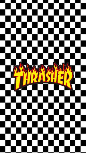 Caption: Unique Thrasher Checkered Pattern. Wallpaper