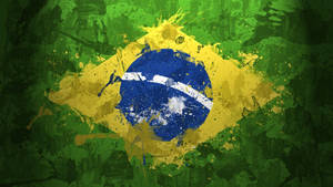 Caption: Vibrant Cartoon Illustration Of The Brazilian Flag In Textile Form Wallpaper