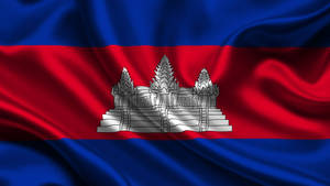 Caption: Vibrant National Flag Of Cambodia Wallpaper