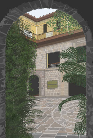 Caption: Vibrant Pixel Art Of Casa Manila Wallpaper