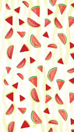 Caption: Vibrant Tropical Watermelon Pattern Design Wallpaper
