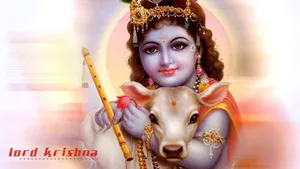 Captivating 4k Image Of Lord Krishna With Authentic Navaratna Jewelry Wallpaper