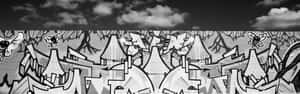 Captivating Monochrome Graffiti Art Wallpaper