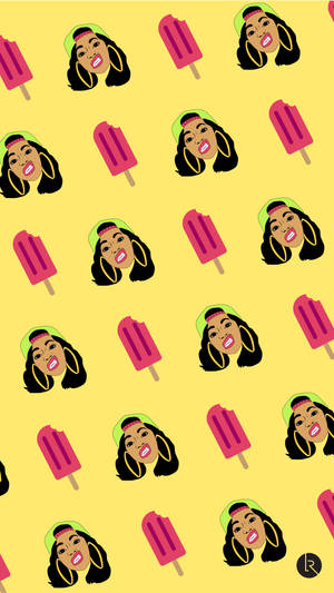 Cardi B Popsicle Pattern Wallpaper