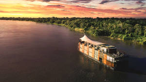 Cargo Ship In Amazonas Brazil Wallpaper