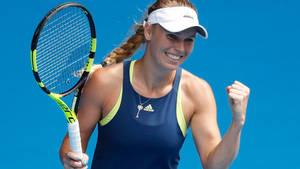 Caroline Wozniacki Doing Happy Fist Pump Wallpaper