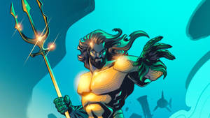 Cartoon Aquaman With Trident Wallpaper