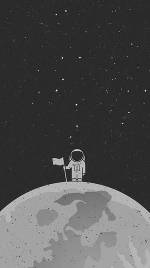 Cartoon Astronaut With A Flag Wallpaper