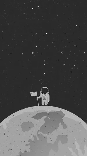 Cartoon Astronaut With A Flag Wallpaper