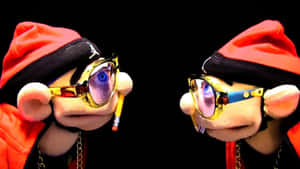 Cartoon Character Jeffy Posed In A Blue Helmet Wallpaper