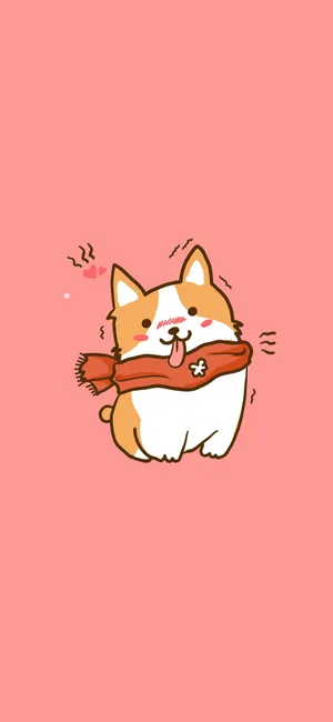 Cartoon Corgi Dog With Scarf Wallpaper