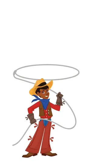 Cartoon Cowboy With Lasso Wallpaper
